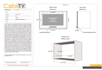 A customized quotation and pre-production sketch of a kitchen TV.