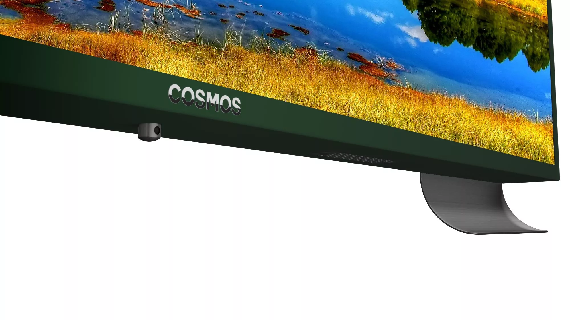 Matte moss green stainless steel framed Cosmos outdoor TV.