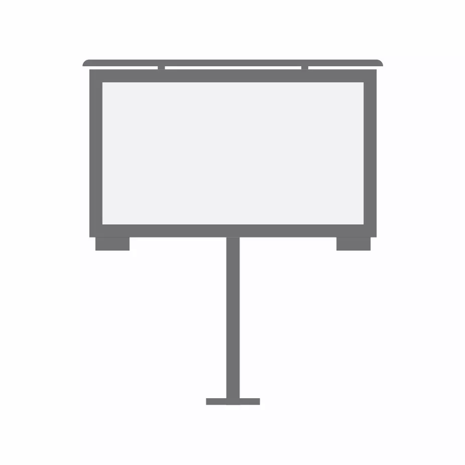 Dibujo técnico de un televisor Cosmos Marine para exteriores con montaje en piso sobre fondo blanco.