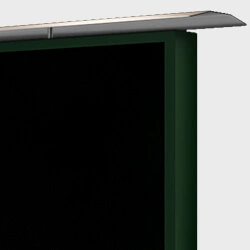 Moss green outdoor TV edge with removable sun cap displayed in a plain white background.