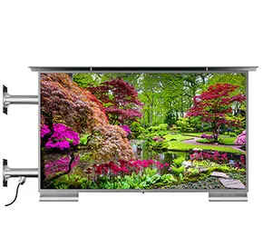 Wall-mounts outdoor TV with a white background.