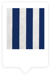 Snippet of a blue and white stripes fabric sunbrella cover.