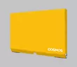 Tiny of a yellow fabric Neoprene cover for a Cosmos outdoor TV.