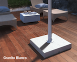 Preview of a white granite stand for an outdoor TV on a wooden deck board floor.