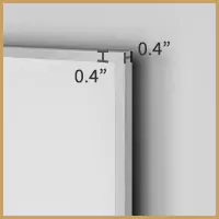 Brushed stainless steel frame with 0.4 inches of width and depth.