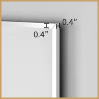 Polished stainless steel frame with 0.4 inches of width and depth.