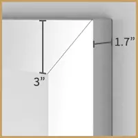 Polished stainless steel frame with 3 inches of width and 1.7 inches depth.