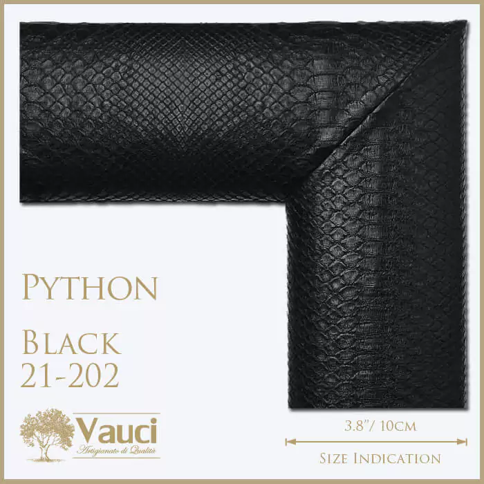 Python black vauci frame with its size indication on a white background.