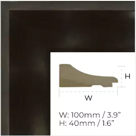 Black vaasa frame with its dimension.