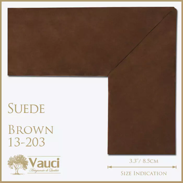 Suede brown vauci frame with its size indication on a white background.