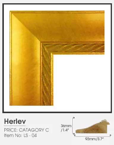 Herlev golden frame Category C on plain surface.