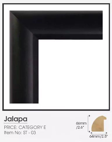 Black jalapa frame Category E on a white background.