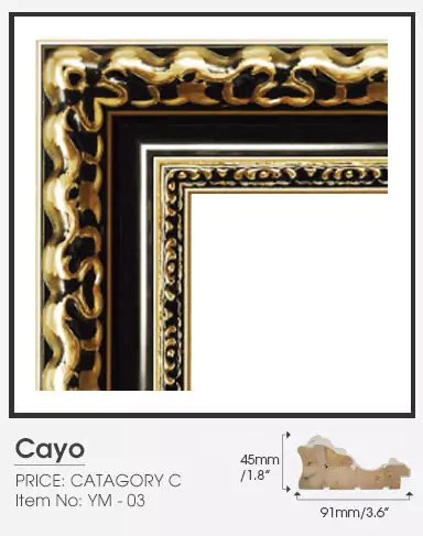 Cayo golden frame Category C on a white surface.