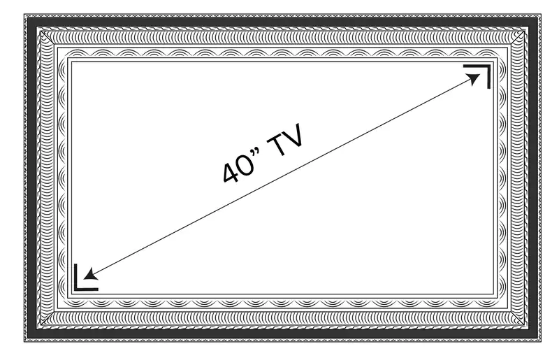Esquema de un TV espejo de 40 pulgadas con un diseño de marco único.