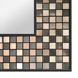 Copper chess mosaic frame design on a clean background.