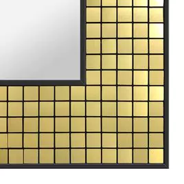 Golden moon mosaic frame design on a clean background.