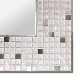 Ice cubes mosaic frame design on a clean background.