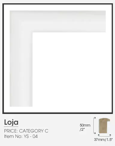 Loja white frame category C with its size indication on a plain background.