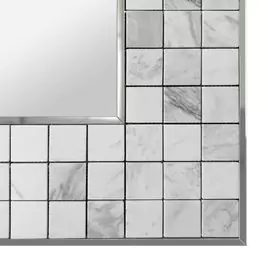 Marble rock mosaic frame design on a clean background.