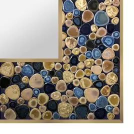 Mediterranean mosaic frame design on a clean background.