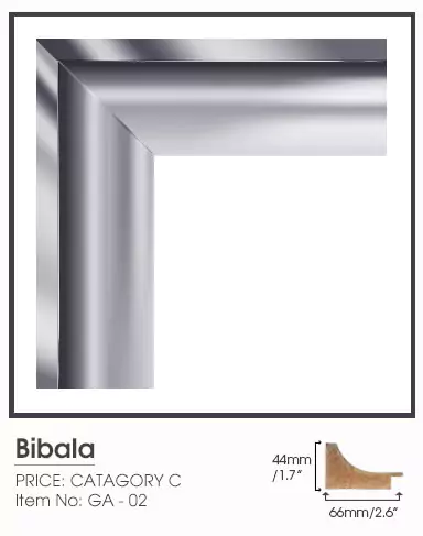 Bibala silver frame Category C for smart mirror TV in a white area.