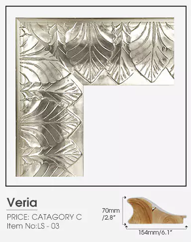 Veria silver frame Category C for smart mirror TV in a white-walled room.