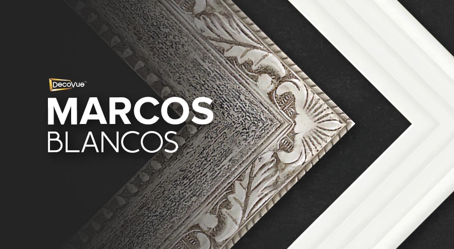 Dos estilos diferentes de marcos blancos con un fondo negro.