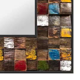 Black mosaic frame design on a clean background.