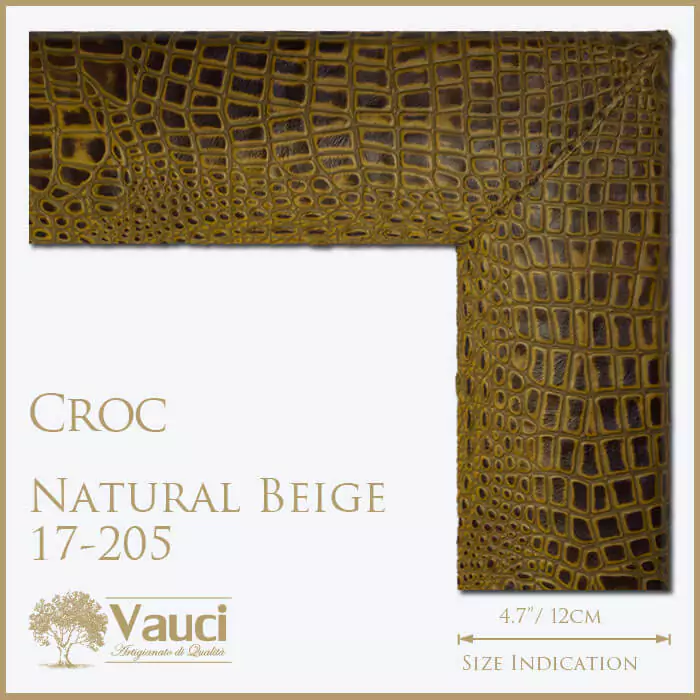 Croc natural beige vauci frame with its size indication on a white background.