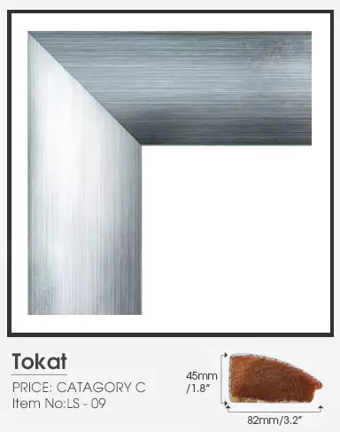 Tokat silver frame Category C for smart mirror TV in a white-walled place.