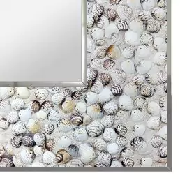 Stainless steel mosaic frame design on a clean background.