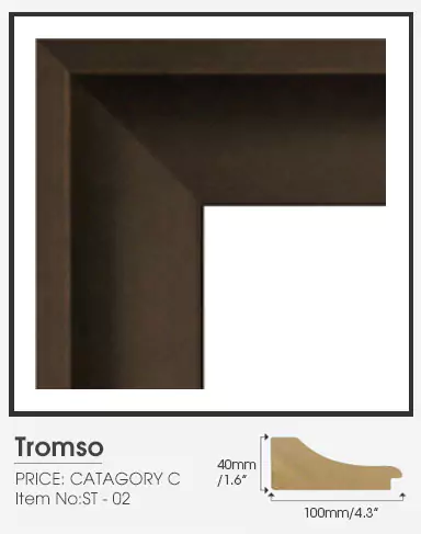 Tromso wood frame category C with its size indication on a clean area.