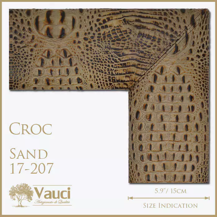 Croc sand vauci frame with its size indication on a white background.