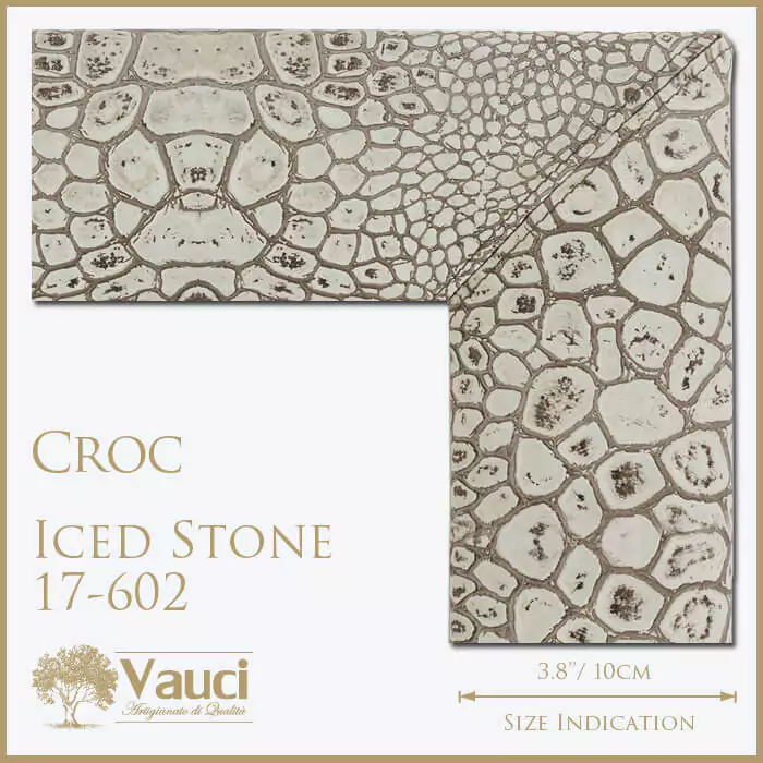 Croc iced stone vauci frame with its size indication on a white background.