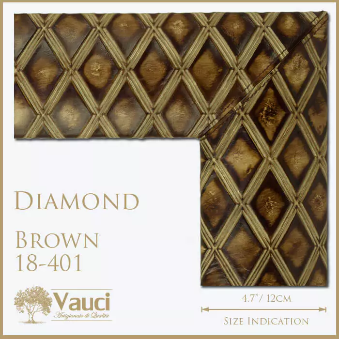 Diamond brown vauci frame with its size indication on a white background.