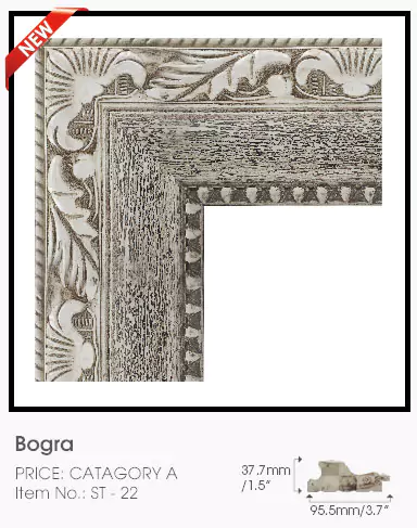 Bogra white frame category A with its size indication on a plain background.