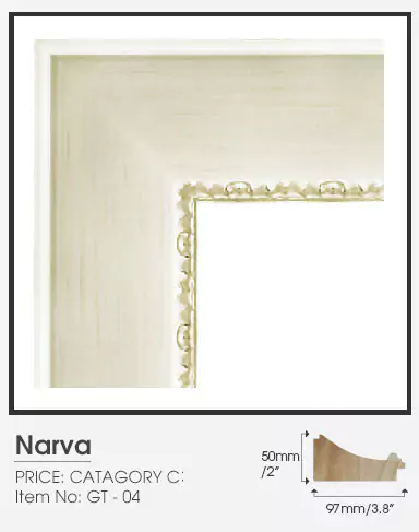 Narva white frame category C with its size indication on a plain background.