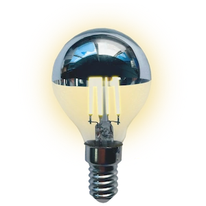 Crown silver mid-warm light bulb.