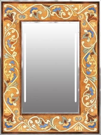 A LED-lighted mirror with a Seuca frame design.