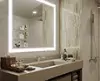 Wall-mounted luxury makeup mirror atop a single sink in a fancy bathroom in Abu Dhabi snippet.