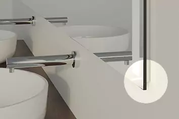 Other lighted mirror with one to two inches depth on a white concrete wall in Abu Dhabi.