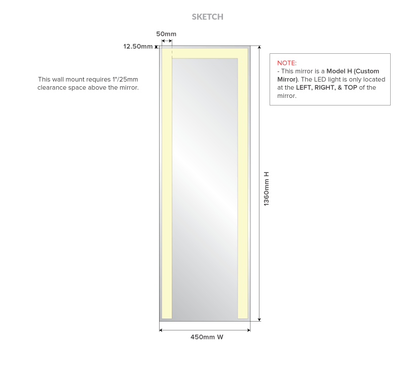 Star shape vanity mirror with rounded edges and mirror measurements in Abu Dhabi.