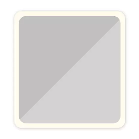 Boxy shaped with round corners energy efficient mirror on a plain white background in Oman.