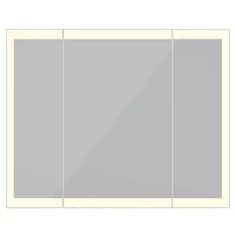 Trifold lighted bespoke frosted mirror displayed on a plain white background in Ajman.