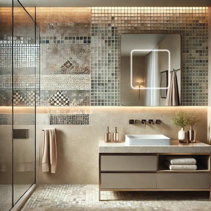 Modern bathroom with a shower, lighted mirror, offering a clean and stylish aesthetic in Bahrain.