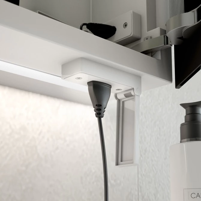 Cabinet mirror with power outlet outside from Bahrain.