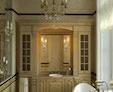 Tiny of an opulent bathroom featuring a custom made vanity mirror housing a Cascia lamp from Al Ain.