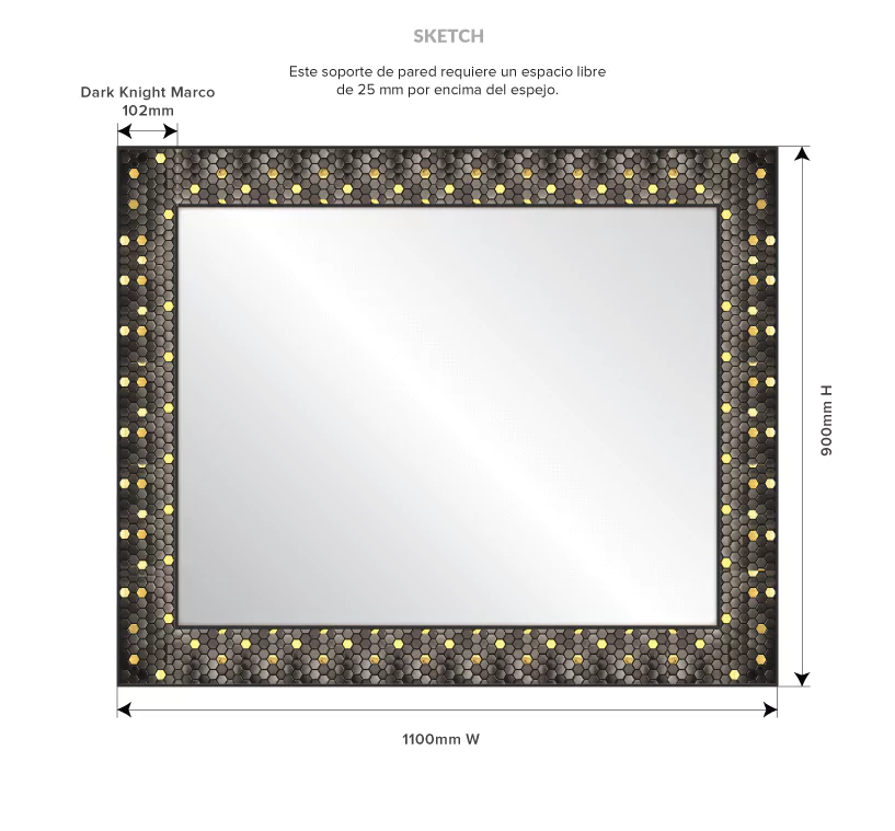Sketch of Dark Night frame with its detailed measurement.