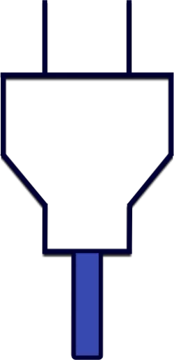 Electrical plug, used for connecting devices to a power source.