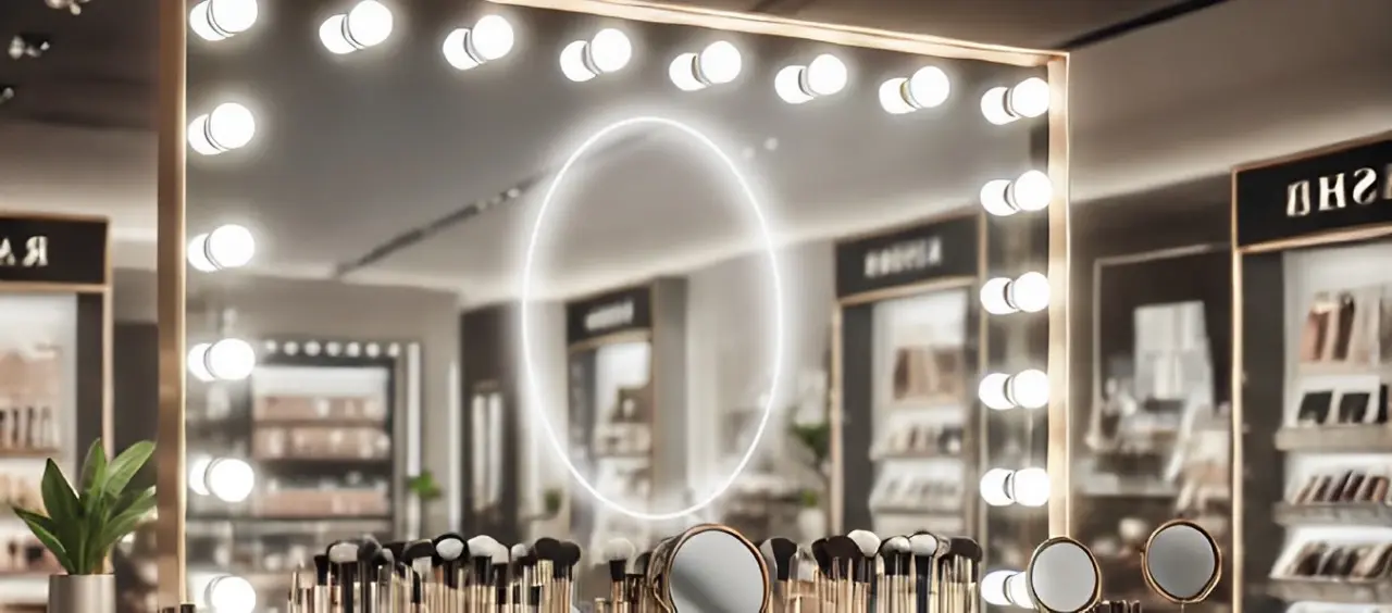 Lighted mirror with lights around a clear reflective surface for enhanced beauty use in Qatar.